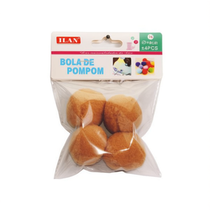 Pompon ILAN 4.0 cm colore cammello, articoli per artigianato e decorazioni fai da te - Product Image 1