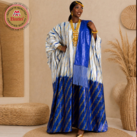 Robe Boubou Africaine Bazin Riche avec Foulard et Châle, Collection Dashiki, Taille Unique, Coupe Ample, Robe Traditionnelle de Mariage pour Femme
