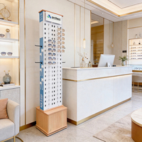Présentoir Optique Personnalisé en Bois avec Base de Rangement, Support Transparent pour Embouts de Nez, Présentoir à Lunettes, Mobilier Commercial pour Magasin