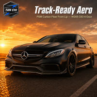 3 pièces de séparateurs de pare-chocs avant en fibre de carbone de style PSM pour Mercedes Benz Classe C W205 C63 AMG 4 portes 2015-2021