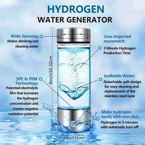 사용자 정의 로고 420ml 550ML 가정 사용 휴대용 충전식 유리 알칼리성 수소가 풍부한 수소 풍부한 물 발생기 컵 병