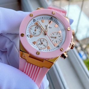 <span class=keywords><strong>GUESS</strong></span> GW0030L3 นาฬิกาโครโนกราฟสุดหรูสำหรับสุภาพสตรีหน้าปัดอะนาล็อกสีขาวโรสตัวเรือนสแตนเลสสายซิลิโคนควอตซ์ 50 ม - Product Image 4