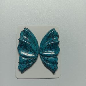 งานฝีมือรูปผีเสื้อแกะสลักสีเทอร์ควอยซ์ขนาด34มม. - Product Image 3