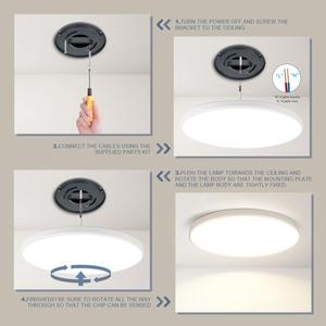 โคมไฟเพดาน LED ทรงกลมสีขาวทันสมัย 30W สำหรับห้องนั่งเล่นในร่ม 3 สี  กันน้ำระดับ IP44 โคมไฟเพดาน LED สำหรับตกแต่ง - Product Image 6