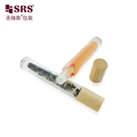 Flacon roll-on en verre transparent à fond épais de 10 ml avec bouchon en bois naturel pour parfum, huile essentielle, cristal