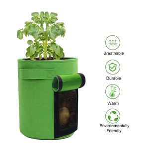 Sacs de culture en tissu non tissé épaissis de 5 gallons avec fenêtre de visualisation et poignées robustes pour légumes et fleurs - Product Image 4