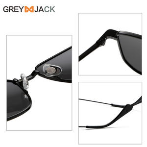 Lunettes de soleil carrées en métal pour homme Greyjack, UV400, anti-UV, type 3, verres TAC, monture noire - Product Image 4