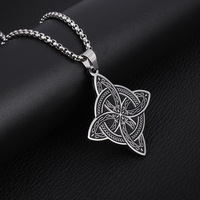 Collier pendentif nœud celtique unisexe en acier inoxydable avec chaîne maille forçat, bijoux hip-hop européens et américains, vente en gros