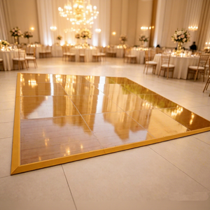 Panneaux de plancher de danse en bois grainé avec miroir, contreplaqué avec cadre en aluminium, emboîtables, pour mariages et événements - Product Image 1