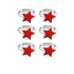 925 Sterling <b>Silver</b> Classic Engagement <b>Ring</b> Bezel Setting <b>Garnet</b> Gemstone Star Shape Natural Slice Fancy Trendy Fashionable - Product Image 3