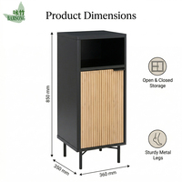 Meuble de rangement écologique en bambou avec portes cannelées, armoire de salle de bain, niche ouverte, pieds surélevés en métal, mobilier d'appartement, directement de l'usine