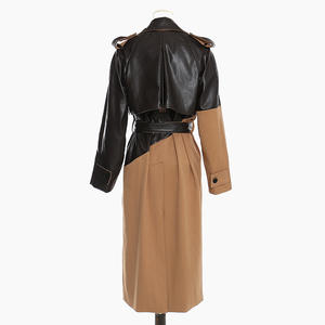 Jancoco nuovo arrivo colorante abbinamento giacca lunga pelle PU <span class=keywords><strong>Trench</strong></span> personalizzato in <span class=keywords><strong>ecopelle</strong></span> da donna - Product Image 2