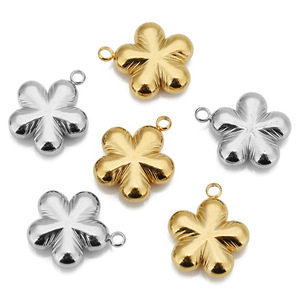 Stainless Steel Flower Pendant <b>Charm</b> Gold <b>Silver</b> Plated For DIY Jewelry Necklace <b>Bracelet</b> Accessories Spring 2025 New Style - Product Image 5