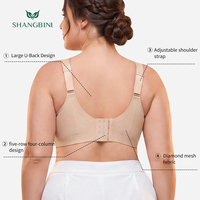 Sujetador inalámbrico SHANGBINI con copas moldeadas y ventilación, talla grande, escote pronunciado, top cómodo, sin costuras, suministro de fábrica con logotipo OEM personalizado