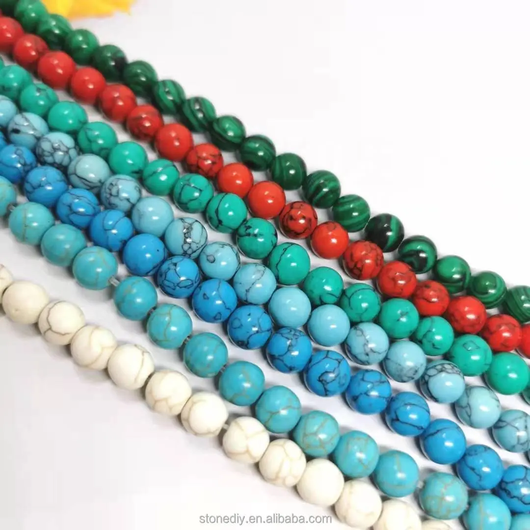 3~14mm spider web-like multi-color turquoise loose beads are used for DIY Jewelry Making Accessories