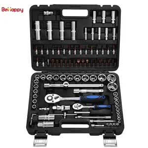 Juego de Llaves de Trinquete Rotatorias <span class=keywords><strong>Behappy</strong></span> de 150 Piezas, 1/2, 3/8, 1/4 Pulgadas, con 24 Dientes, en Caja de Herramientas - Product Image 1