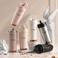 Bouteille isotherme élégante de 750 ml avec revêtement céramique, grande capacité, portable, avec paille, double mode de consommation, tasse à café pour voiture, pour étudiant, OEM ODM