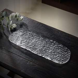 48*19cm 19 pouces motif d'écorce décoratif Transparent surdimensionné grand plateau de <span class=keywords><strong>plat</strong></span> en verre carré géant - Product Image 4