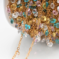 Cadenas de Eslabones de Oro de 18K con Circonitas de Colores para la Fabricación de Joyas, Pulseras, Collares, Tobilleras, Borlas y Tocados