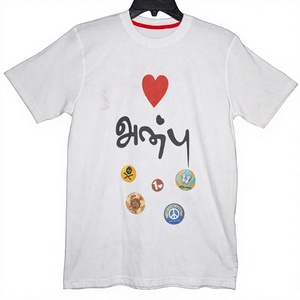 Vente directe usine Tirupur T-shirt unisexe à col rond imprimé en tissu popeline de flanelle batik, à motifs écossais, à perles, à trous, gothique et numérique - Product Image 1