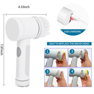 Logotipo personalizado Nuevo Depurador giratorio eléctrico 5 cabezales reemplazables Cepillo de limpieza de mano Baño Cocina Ventana Botella Estilo de esponja - Product Image 2