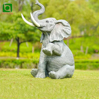Sculpture d'éléphant grandeur nature en résine et fibre de verre, faite à la main, pour décoration extérieure