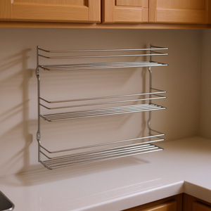 Étagère à épices Metaltex à 3 niveaux en acier inoxydable, organisateur mural pour la cuisine - Product Image 3