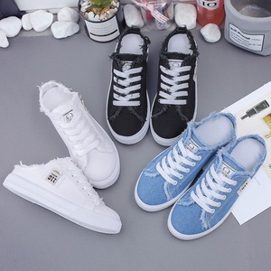 Baskets tendance blanches en toile pour femmes, chaussures de sport plates décontractées pour le printemps et l'été, idéales pour étudiantes et athlètes - Product Image 4