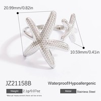 Bague empilable tendance SUMMLY en acier inoxydable plaqué argent 18 carats, motif étoile de mer et coquillage, bijoux de mode pour femme, cadeau de fête
