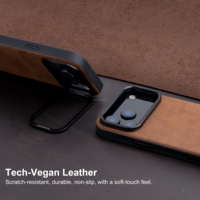 Étui en cuir de vachette véritable OEM&ODM directement de l'usine Trogonic pour iPhone 18 Pro Max avec anneau magnétique intégré