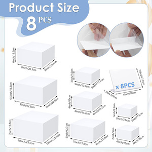 Présentoirs de buffet blancs moulés en acrylique (8 pièces) pour mariages, traiteurs, desserts, gâteaux et organisation de tables de repas - Product Image 4