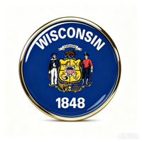 GREPAS GIFTS Épinglette drapeau du Wisconsin ronde de 1 pouce, épinglette patriotique mondiale pour chapeau