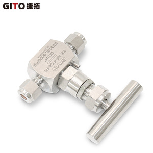 Válvula de aguja de doble férula de acero inoxidable SS316L de alta presión, barra cuadrada NS, 6000 PSI, para medios de agua y gas, estructura de cierre de bola - Product Image 4