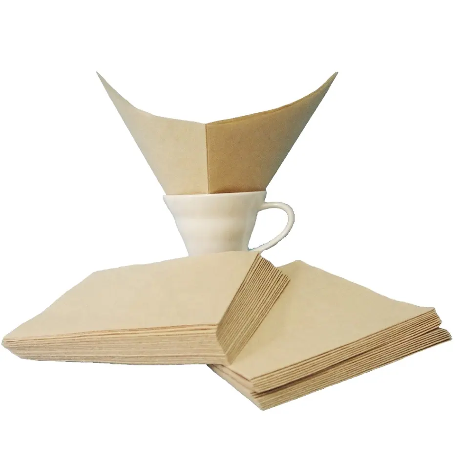 कॉफी कागज फिल्टर पूर्व गुना 300*300mm 2-6cup कागज फिल्टर
