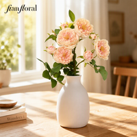 Bouquet de 11 roses artificielles roses en soie, fleurs artificielles en gros pour la décoration de mariage, de maison, d'hôtel et de centre de table