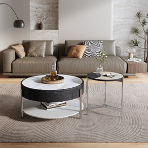 Diseño personalizado casa mesa de centro de madera blanco y negro moderno de lujo mesa de café conjunto de sala de estar - Product Image 2
