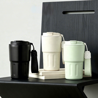 Bouteilles d'eau isothermes personnalisées à petite ouverture, tasses à café chaud et froid avec couvercle et corde