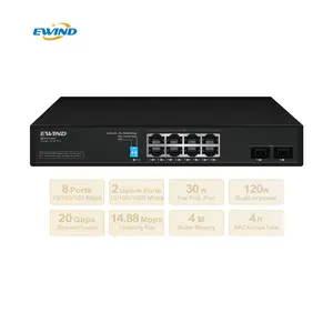 10 8 Ports Full Gigabit PoE Switches with 2*SFP 10/100/1000M Internet switch POE+ 300M long distance for Traffic light