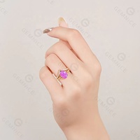 Nouvel ensemble de bagues Gemnel en argent sterling 925 avec logo personnalisé, motif chevron à double sangle, pour mariage, accent de mariée, empilables, promesse, opale rose feu