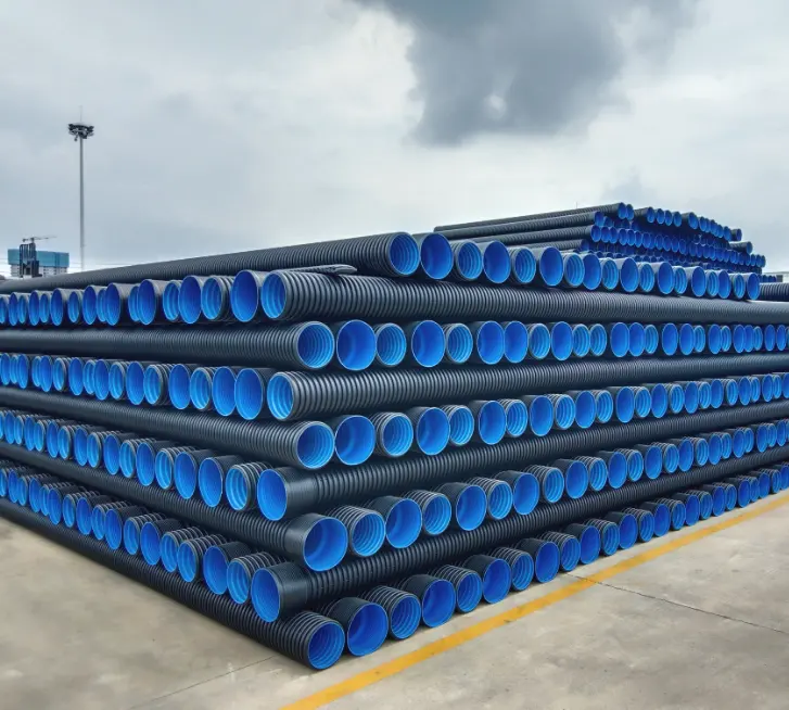 Bahan Hdpe polietilena murah pipa saluran pembuangan dinding ganda pipa bergelombang 400mm 500mm PE PVC pipa drainase pembuangan stok pabrik