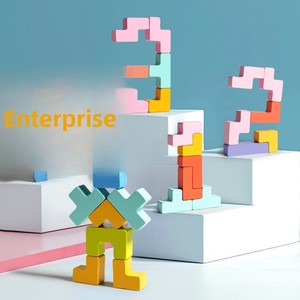 Blocs en bois écologiques durables 3D multifonctionnels 40 pièces, <span class=keywords><strong>puzzle</strong></span> sur le thème de la <span class=keywords><strong>nature</strong></span> et des animaux, jeux éducatifs pour le développement cognitif précoce des enfants - Product Image 4