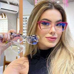 Gafas de Moda Personalizadas TR90 con Montura de Ojo de Gato, Bisagras de Resorte, Doble Color, Anti Luz Azul para Mujer - Product Image 2