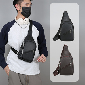Men's Chest Bag PU Leather Large Capacity Multi-functional Crossbody Shoulder Bag Everyday Casual Wear Resistant Solid Color - Product Image 2