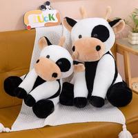 Peluche de vache brodée de haute qualité, super douce, en coton, jouet en peluche confortable