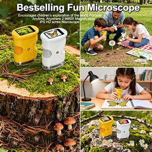 مجهر محمول للأطفال الأكثر مبيعًا بتكبير 1000 مرة، مجهر جيب صغير محمول باليد للأطفال من سن 8 إلى 12 عامًا - Product Image 1