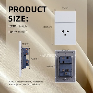 Interruttore a Muro per Pannello PC con Controllo Luce, 1 <span class=keywords><strong>Gang</strong></span>, Presa Universale Standard Americana, Thailandese, Peruviana, Venezuelana 115-250V - Product Image 3
