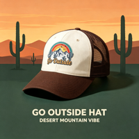Gorra Trucker con Parche Tejido de Paisaje Desértico Occidental Retro, Unisex, Transpirable, de Malla, para Senderismo, Camping, Uso Diario y Urbano