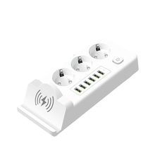 Station de recharge sans fil de bureau, multiprise EU avec 3/4 prises Schuko, plusieurs ports USB Type-C, rallonge ignifuge