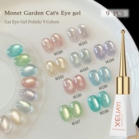 Vernis à ongles gel UV XEIJAYI Monet Garden Cat Eye, 9 pièces, norme européenne, sans TPO, OEM ODM, fournitures en gros pour la peinture des ongles