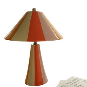 Retro Striped Table Lamp D180 H275mm E27 LED <b>Plug</b> <b>In</b> Desk Lamp With Switch Control Geometric Solid Design Ambient <b>Lighting</b> - Product Image 5
